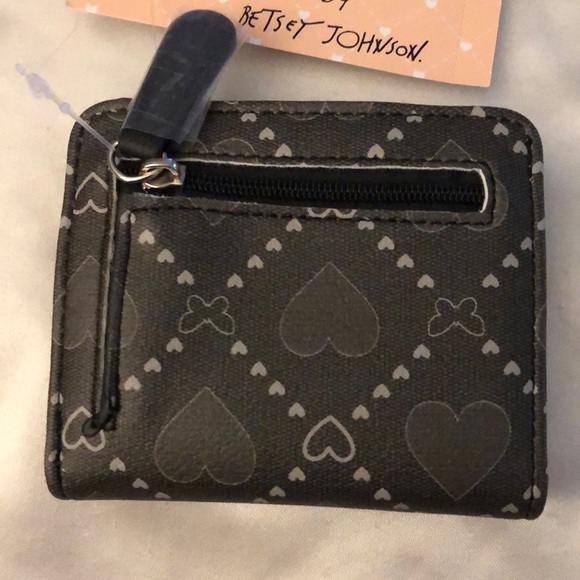Betsey Johnson Luv Betsey Snap Card Wallet Black & Silver Heart & Butterflies - Picture 9 of 16